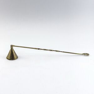 Vtg 11” Brass Twisted Handle Cone Shape Candle Flame Snuffer Extinguisher Rustic